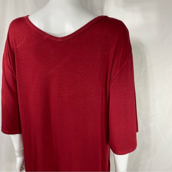 Amazon Find Burgundy Short Bell Sleeve Loose Fit V-Neck Top - Picture 4 of 5